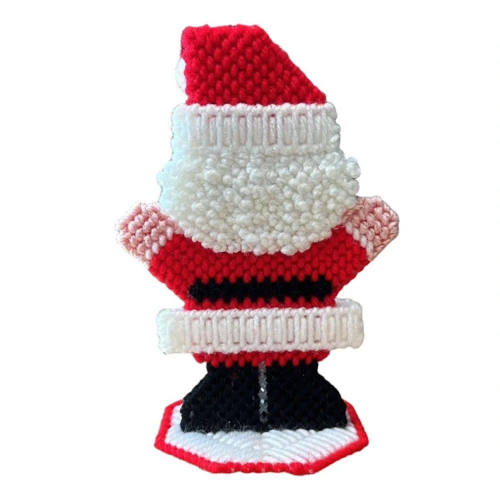 Vintage Christmas Santa & Mrs. Santa Claus Needlepoint Standing Figures Presents
